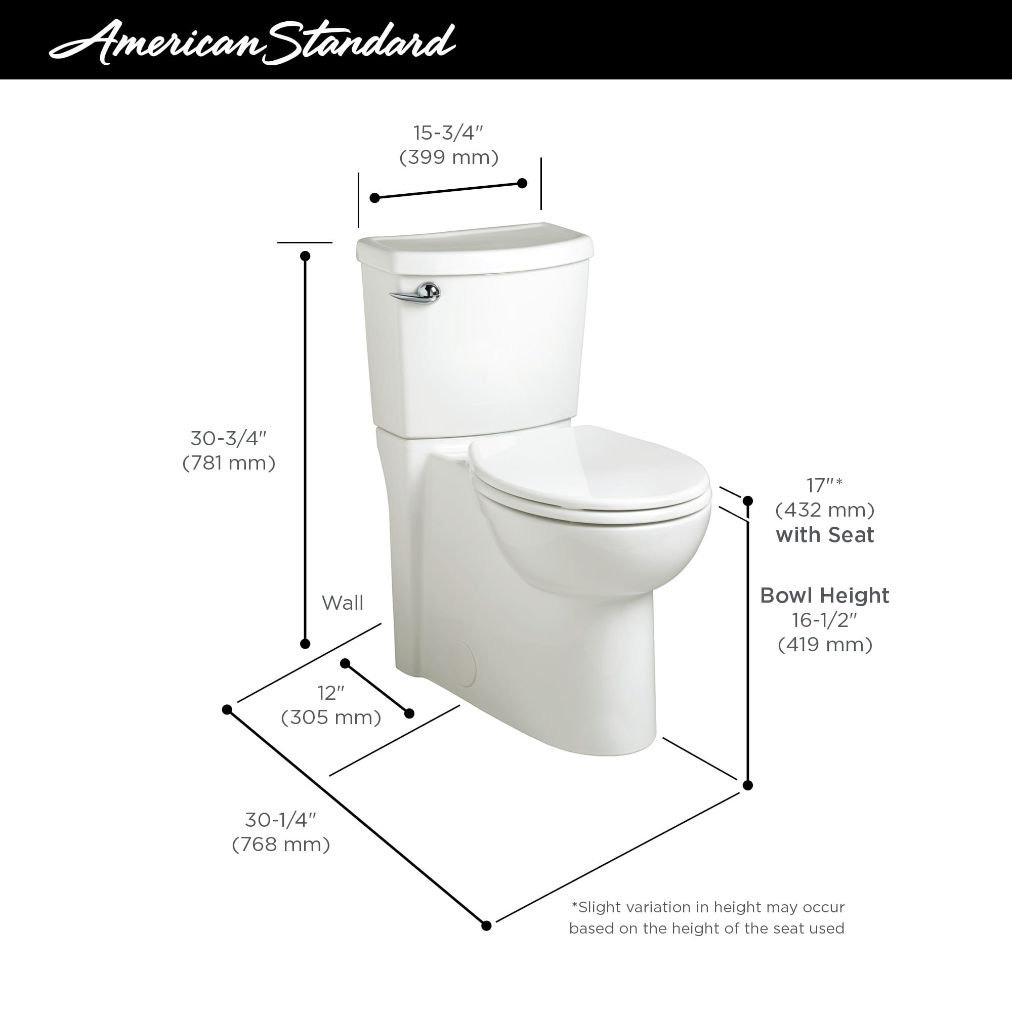 Cadet3 FloWise Skirted Two Piece 128 gpf 48 Lpf Chair Height Elongated Toilet With Seat WHITE